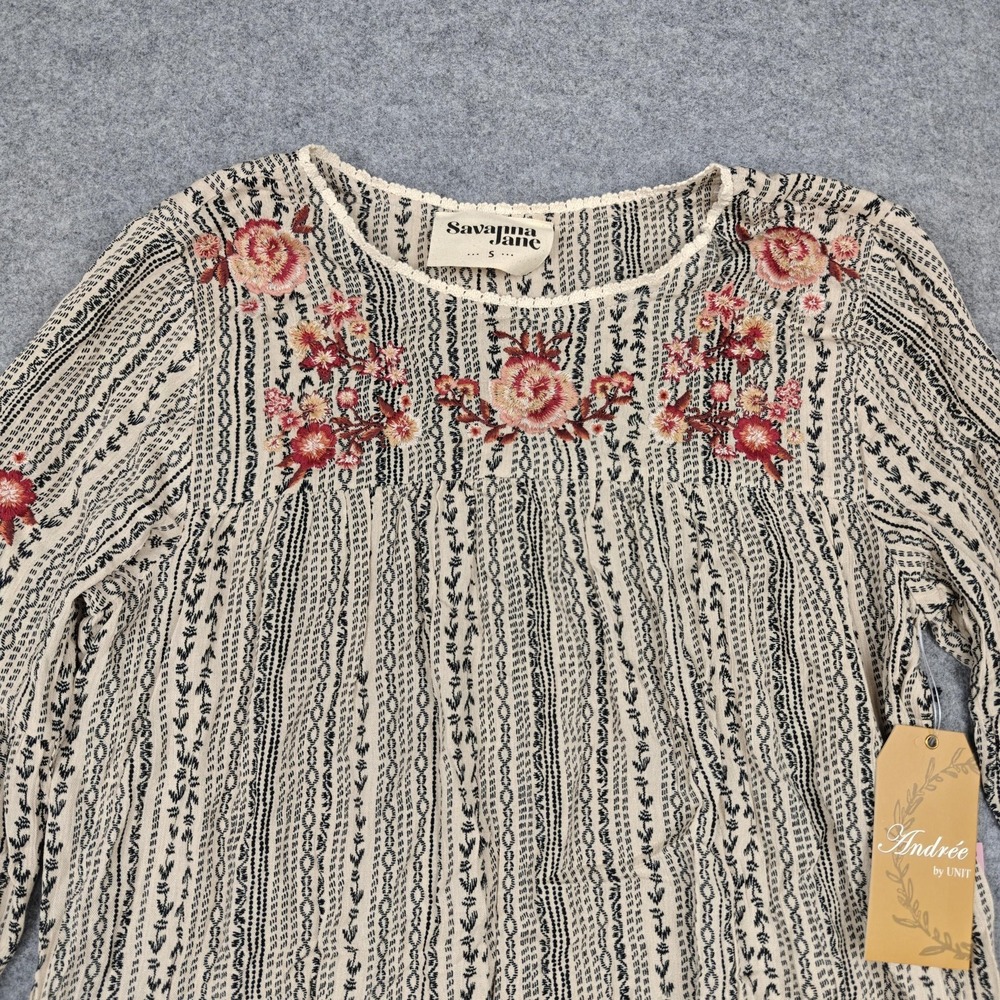 Savanna Jane Blouse Womens Small Multicolor Embroidered Boho Tunic Top New - Picture 2 of 9